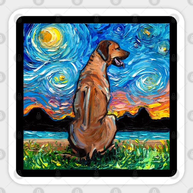 Rhodesian Ridgeback Night Sticker by sagittariusgallery